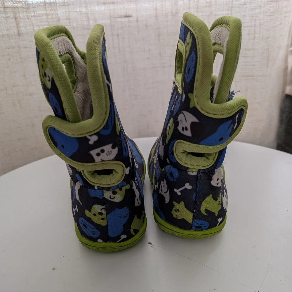 Bogs Kids Dog Print Rain & Snow Boots - Navy, Blue, Lime